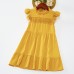 Sweet Yellow Jacquard Lace Short Sleeve Mom Girl Matching Dress