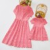 Sweet Pink Lace Short Sleeve Mom Girl Matching Dress - 13130