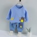 【12M-5Y】Boys Cartoon Print Long Sleeve Sweatshirt And Denim Pants Set