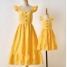 Sweet Yellow Ruffled Mom Girl Matching Dress - 1319