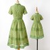 Sweet Green Lace Short Sleeve Mom Girl Matching Dress