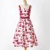 Sweet Rose Red Flower Mom Girl Matching Dress