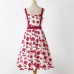 Sweet Rose Red Flower Mom Girl Matching Dress