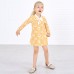 Sweet Long Sleeved Yellow Plaid and Flower Print Mom Girl Matching Dress