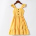 Sweet Yellow Ruffled Mom Girl Matching Dress - 1319