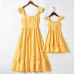 Sweet Yellow Ruffled Mom Girl Matching Dress - 1319