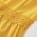 Sweet Yellow Jacquard Lace Short Sleeve Mom Girl Matching Dress