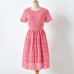 Sweet Pink Lace Short Sleeve Mom Girl Matching Dress - 13130