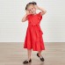 Cotton Solid Color Midi Mom Girl Matching Dress - 1362