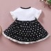 【0M-18M】Cute Cartoon And Polka Dot Print Round Neck Short Sleeve Dress