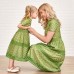 Sweet Green Lace Short Sleeve Mom Girl Matching Dress