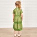 Sweet Green Lace Short Sleeve Mom Girl Matching Dress