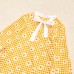 Sweet Long Sleeved Yellow Plaid and Flower Print Mom Girl Matching Dress