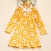 Sweet Long Sleeved Yellow Plaid and Flower Print Mom Girl Matching Dress