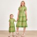 Sweet Green Lace Short Sleeve Mom Girl Matching Dress