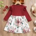 【0M-7Y】Girls Sweet Floral Print Red Dress And Romper ( Sold Separately ) - 33266