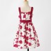 Sweet Rose Red Flower Mom Girl Matching Dress