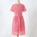 Sweet Pink Lace Short Sleeve Mom Girl Matching Dress - 13130