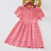 Sweet Pink Lace Short Sleeve Mom Girl Matching Dress - 13130