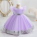 【6M-4Y】Girls Ruffled Sleeves Party Mesh Dress