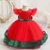 【6M-4Y】Girls Ruffled Sleeves Party Mesh Dress