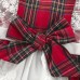 【12M-6Y】Girls White Lace Ruffle Design Red Plaid Christmas Dress