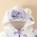 【0M-18M】Baby Girl Cute Duck And Heart Shape Print And Bow Hooded Romper