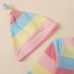 【0M-18M】Baby 2-piece Long Sleeve Rainbow Romper With Hat