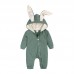 【0M-24M】Unisex Baby Cute Cotton Solid Color Rabbit Ears Hooded Zipper Romper