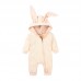 【0M-24M】Unisex Baby Cute Cotton Solid Color Rabbit Ears Hooded Zipper Romper