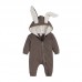 【0M-24M】Unisex Baby Cute Cotton Solid Color Rabbit Ears Hooded Zipper Romper