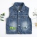 【18M-8Y】Boy Casual Cute Dinosaur Embroidered Lapel Wash Water Denim Jacket