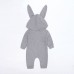 【0M-24M】Unisex Baby Cute Cotton Solid Color Rabbit Ears Hooded Zipper Romper