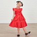 Cotton Solid Color Midi Mom Girl Matching Dress - 1362