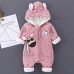 【3M-24M】Unisex Baby Thick Giraffe Embroidered Hooded Long Sleeve Romper