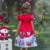 【4Y-12Y】Girls Christmas Print Short Sleeve Princess Dress