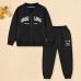 【18M-10Y】2-piece Unisex Kids Letter Embroidered Jacket And Pants Set