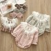 【0M-24M】2-piece Baby Girls Cotton Plaid Long Sleeve Romper With Hairband