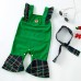 【3M-24M】2-piece Baby Girl Corduroy Christmas Plaid Jumpsuit With Hairband