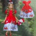 【4Y-12Y】Girls Christmas Print Short Sleeve Princess Dress