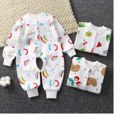 【0M-24M】Unisex Baby Cotton Cartoon Print Long Sleeve Romper