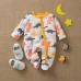 【0M-12M】Unisex Baby Dinosaur Print Long Sleeve Romper