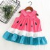 【18M-7Y】Girls Cute Contrast Stitching Doll Collar Sleeveless Dress - 3387